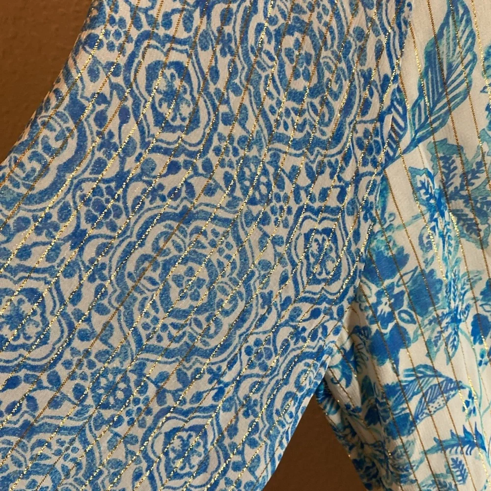 HEMANT & NANDITA Blue and White Ruffled Tiered Dress/NWT - Picture 5 of 12